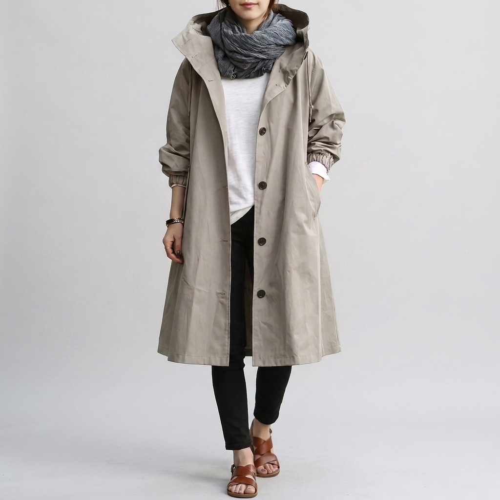 Women's Raincoat Oversized Adjustable Hood Elastic Cuffs