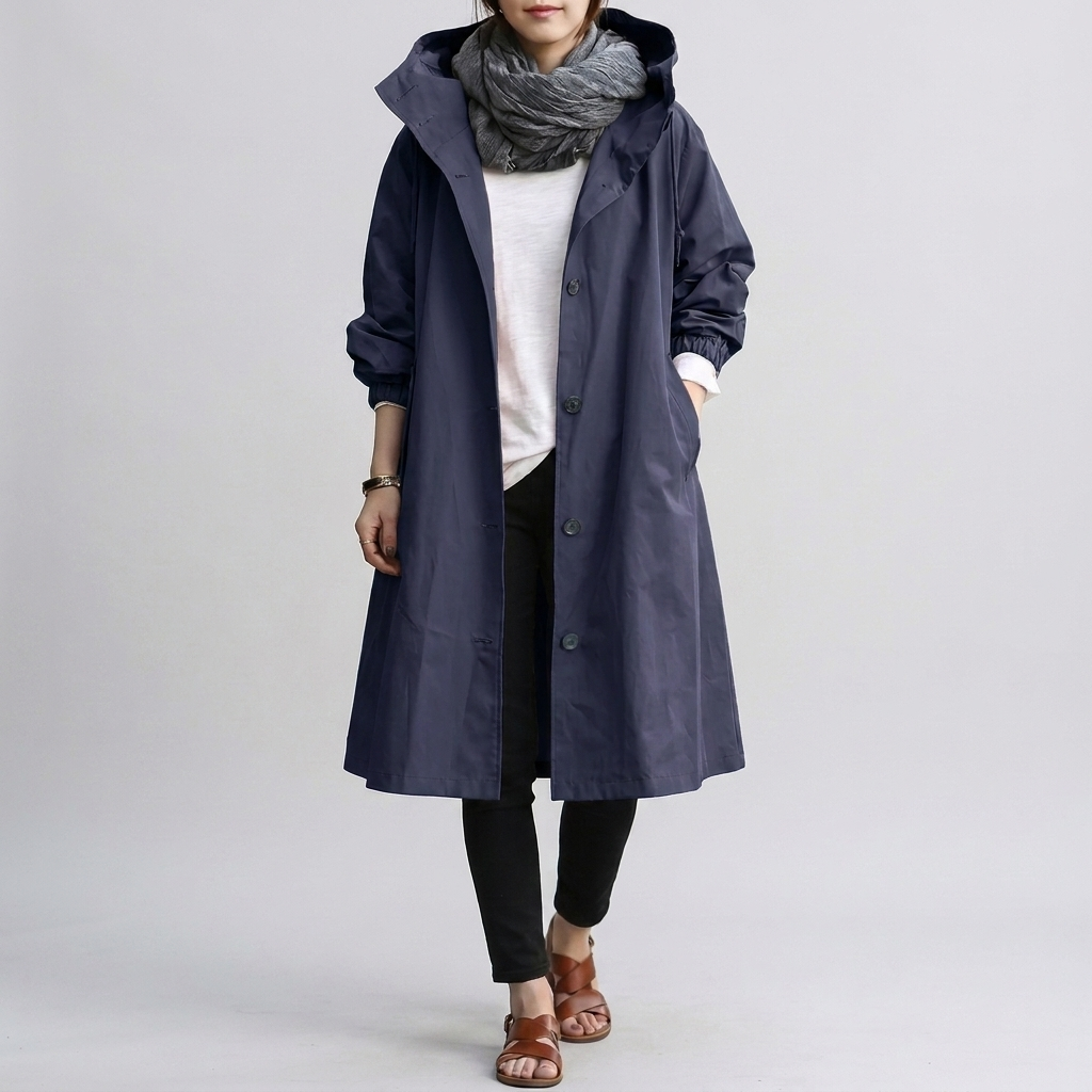 Women's Raincoat Oversized Adjustable Hood Elastic Cuffs