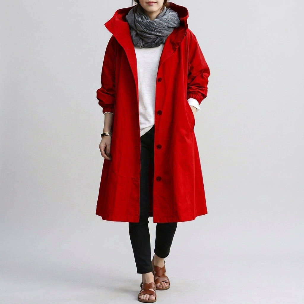 Women's Raincoat Oversized Adjustable Hood Elastic Cuffs
