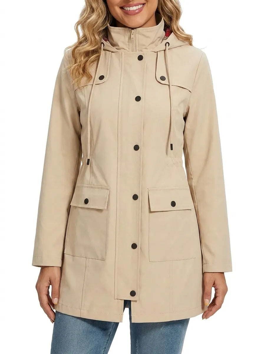 Women's Longline Parka with Hood and Buttons