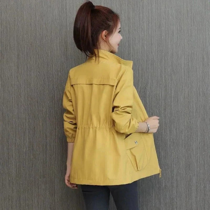 Women's Lightweight Trench Coat Adjustable Waist Pockets