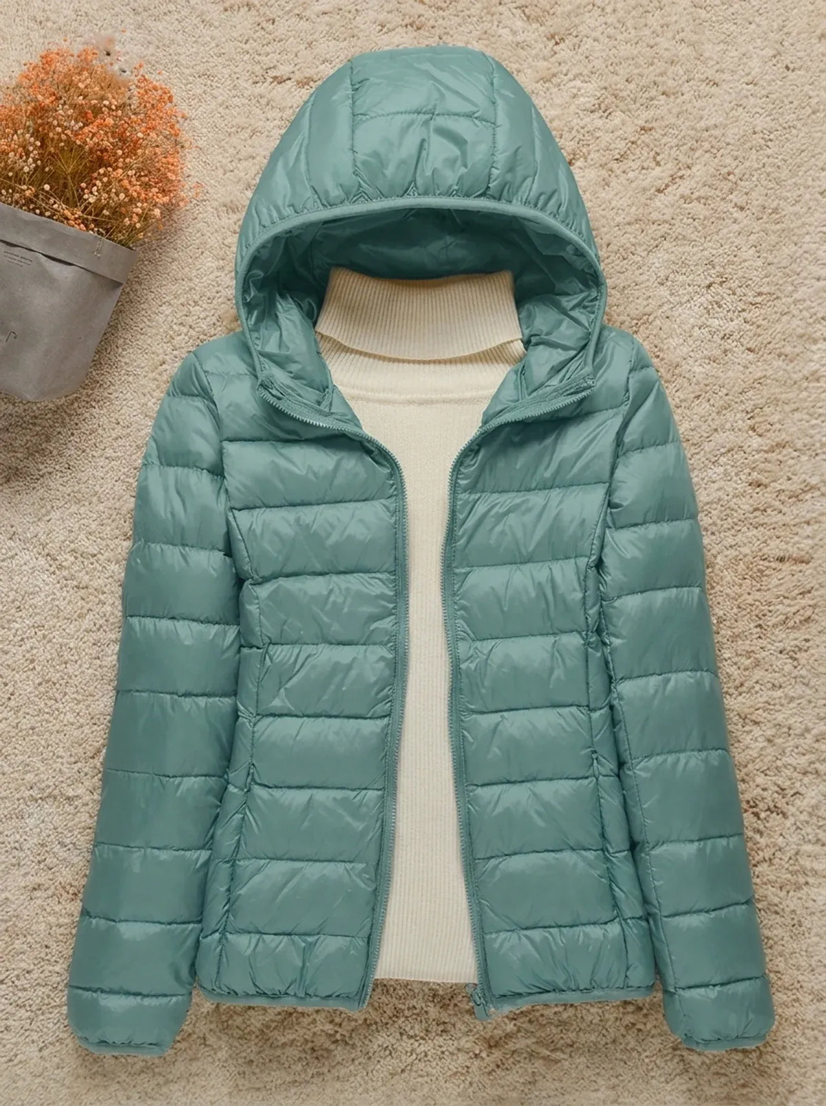 Women's Quilted Down Jacket with Hood