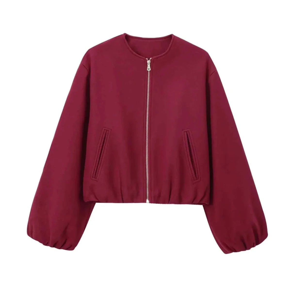 Women's Lightweight Bomber Jacket Round Collar Modern Fit