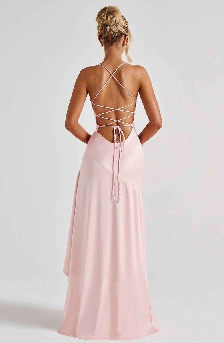 Women's Maxi Dress with Ruffle Hem Elegant Evening