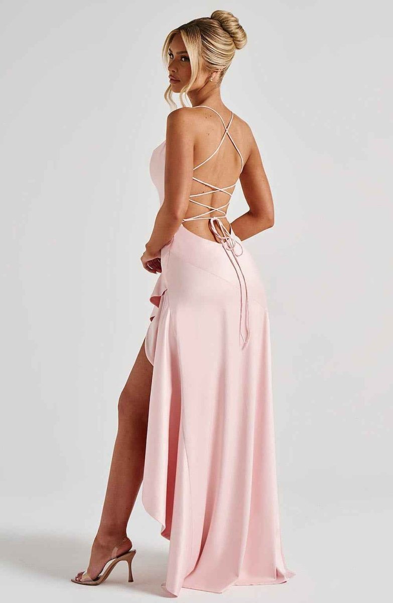 Women's Maxi Dress with Ruffle Hem Elegant Evening