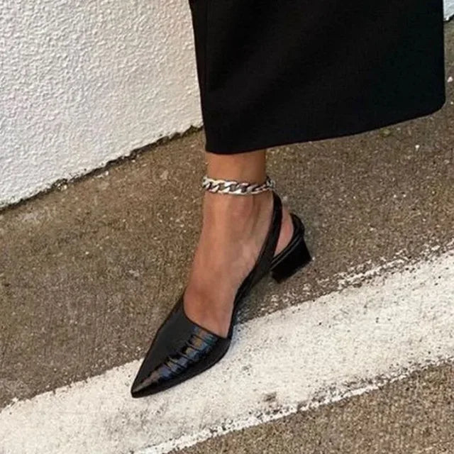 Women's Orthopedic Heels with Croco Texture