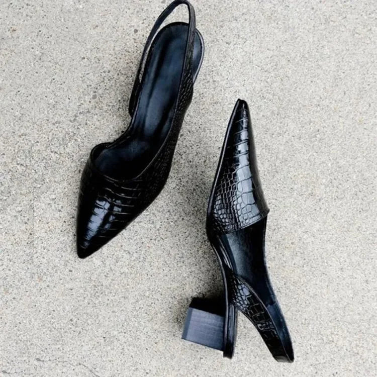 Women's Orthopedic Heels with Croco Texture