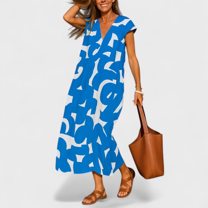 Robe midi pour femmes avec col en V