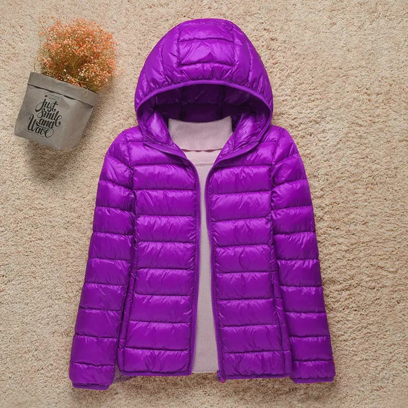 Women's Quilted Down Jacket with Hood