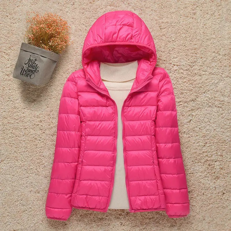 Women's Quilted Down Jacket with Hood