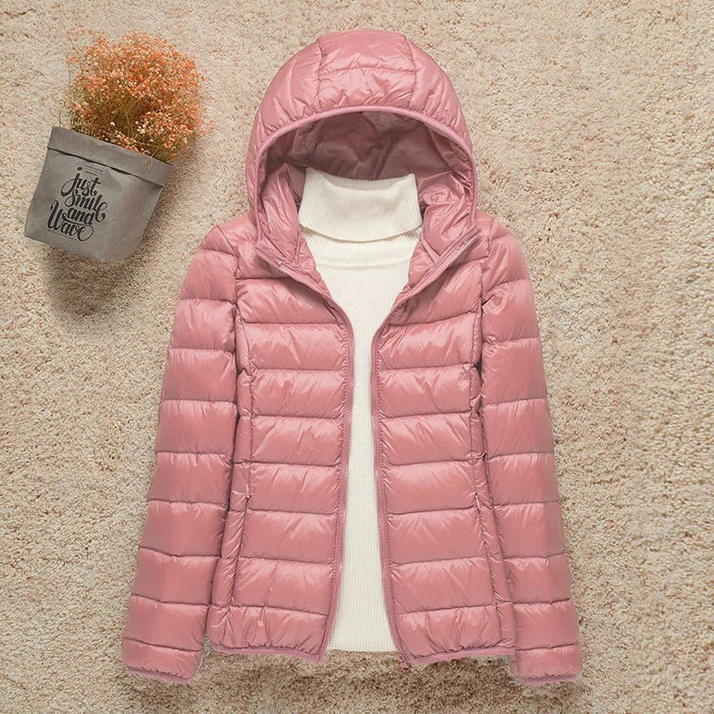 Women's Quilted Down Jacket with Hood