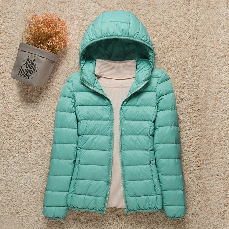 Women's Quilted Down Jacket with Hood
