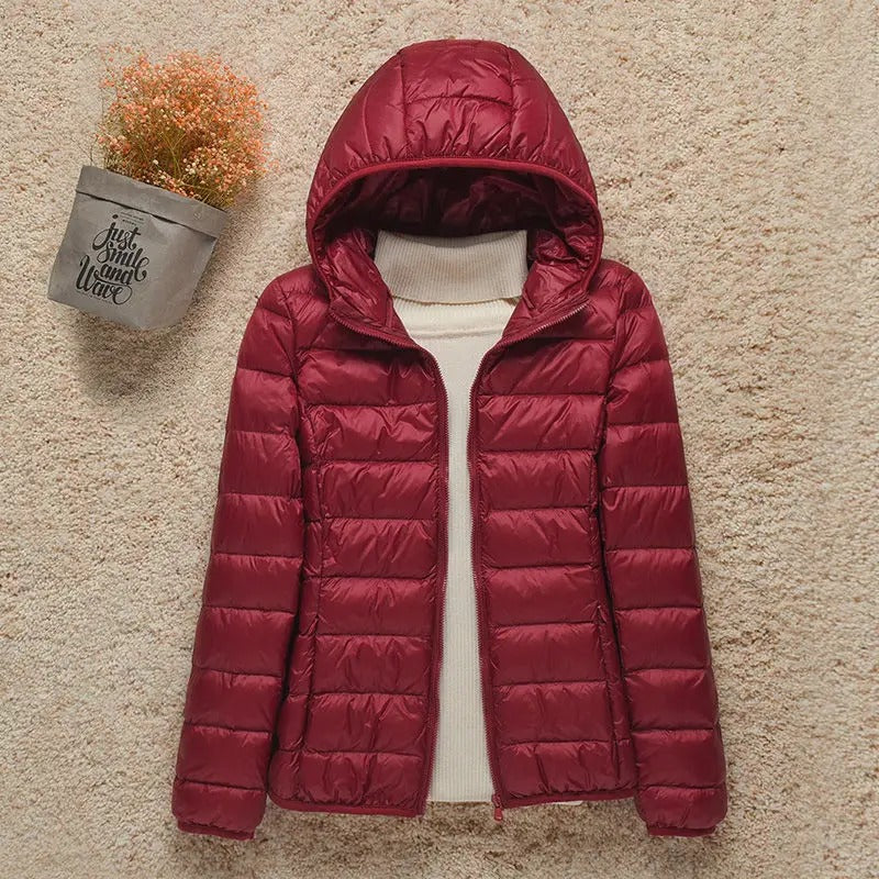 Women's Quilted Down Jacket with Hood