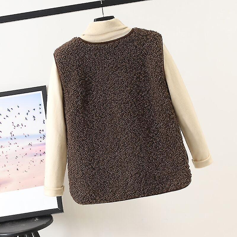 Gilet da donna in lana d'agnello, smanicato e abbottonato