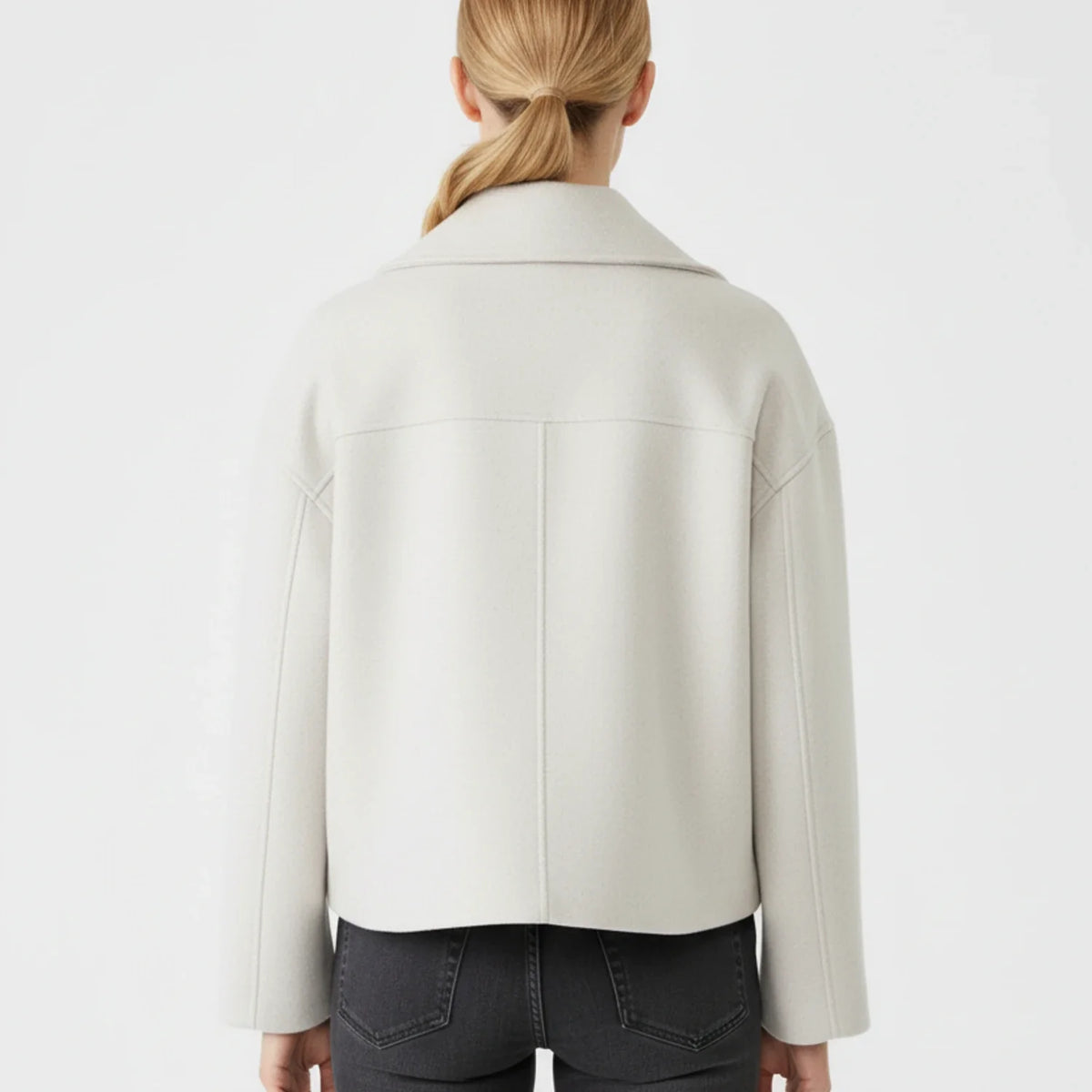 Women's Cropped Peacoat Double-Breasted Drop Shoulder