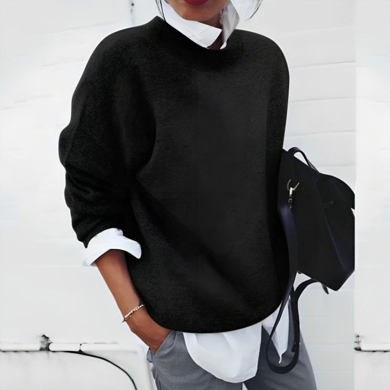 Women's Knit Sweater Relaxed Drape Clean Design